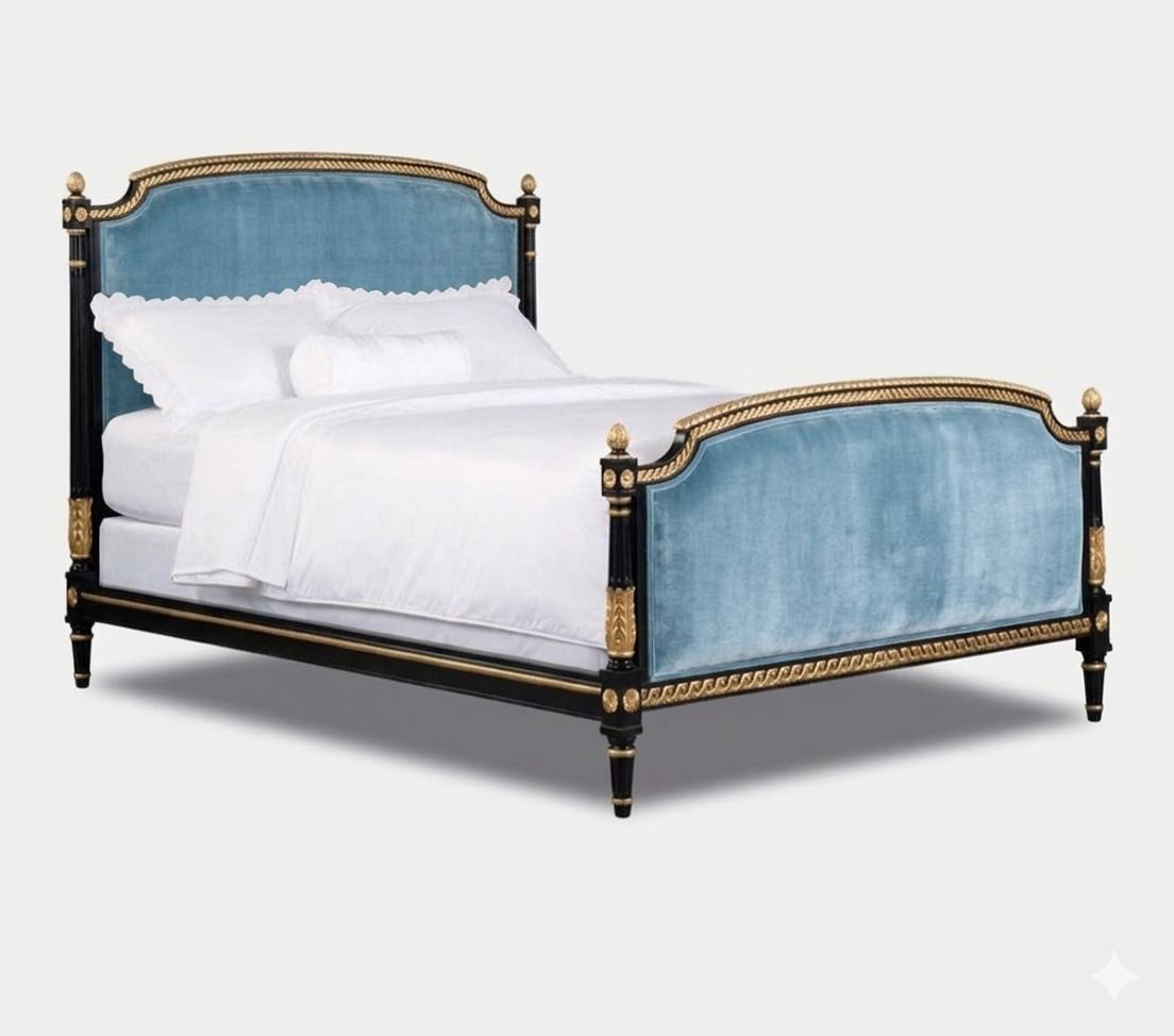 Louis XVI Bed Paris Ritz-Carlton Style Black & Gold - French Louis XVI Bed Paris Ritz-Carlton Style Black & Gold - French