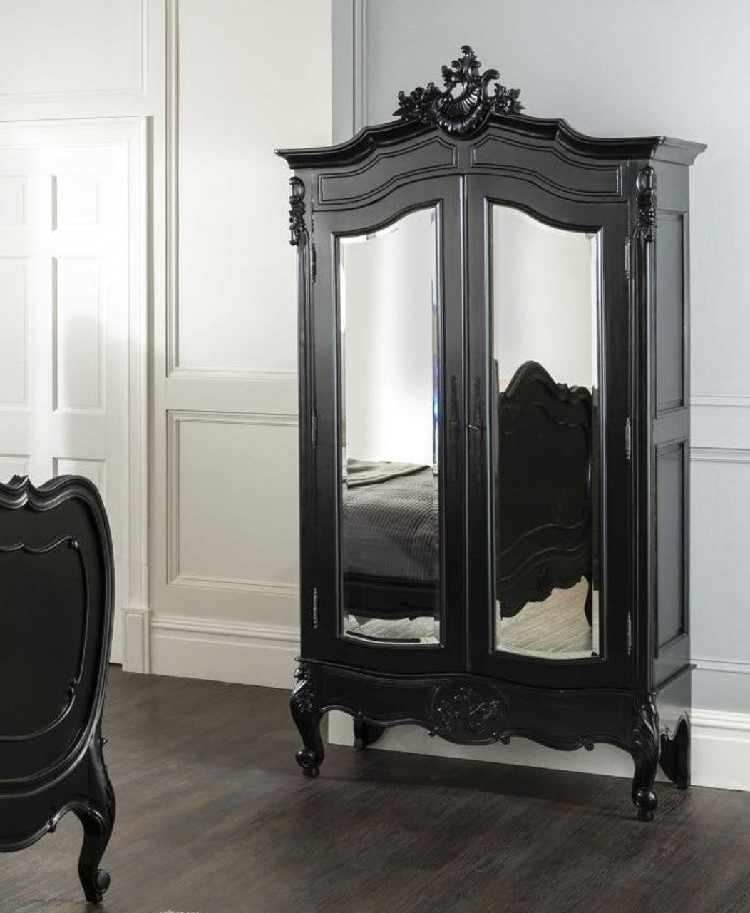Black Armoire, French Chateau Black Provincial Furniture