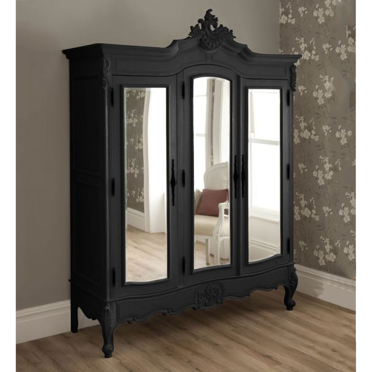 Black Armoire, French Chateau Black Provincial Furniture
