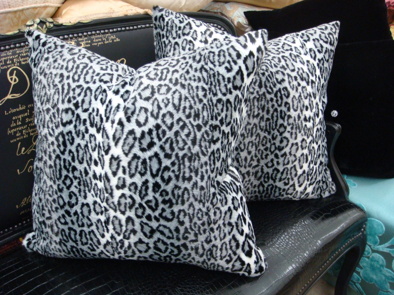silver leopard print cushions