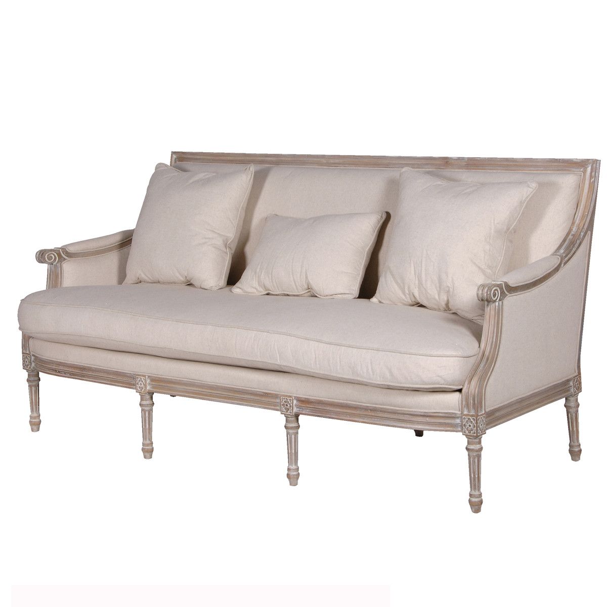 French Rattan Headboard, Limewashed Shabby Chic Style