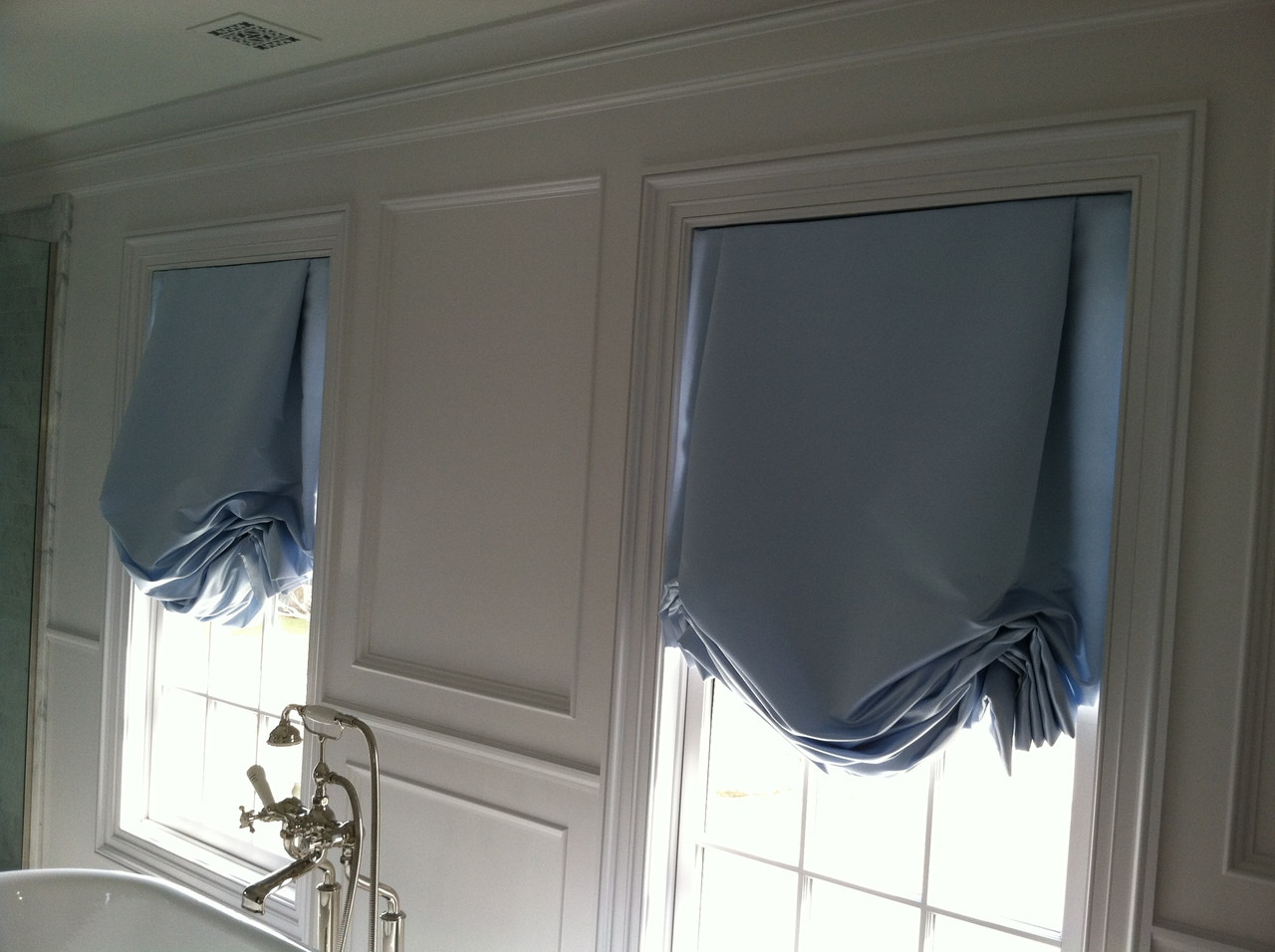 Tailored Balloon Shade, silk duchess fabric