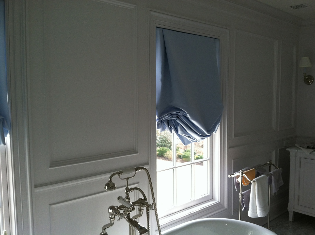 Tailored Balloon Shade, silk duchess fabric