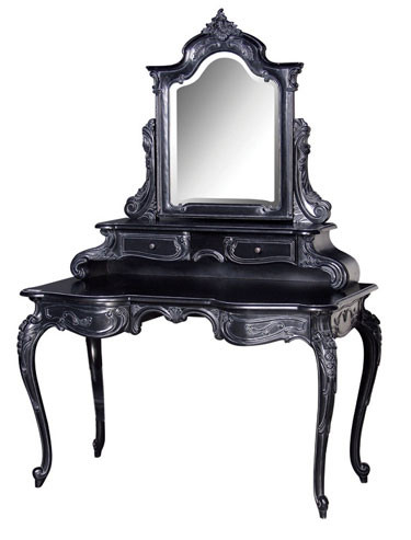 French Provincial Vanity Table, Whitewashed Finish