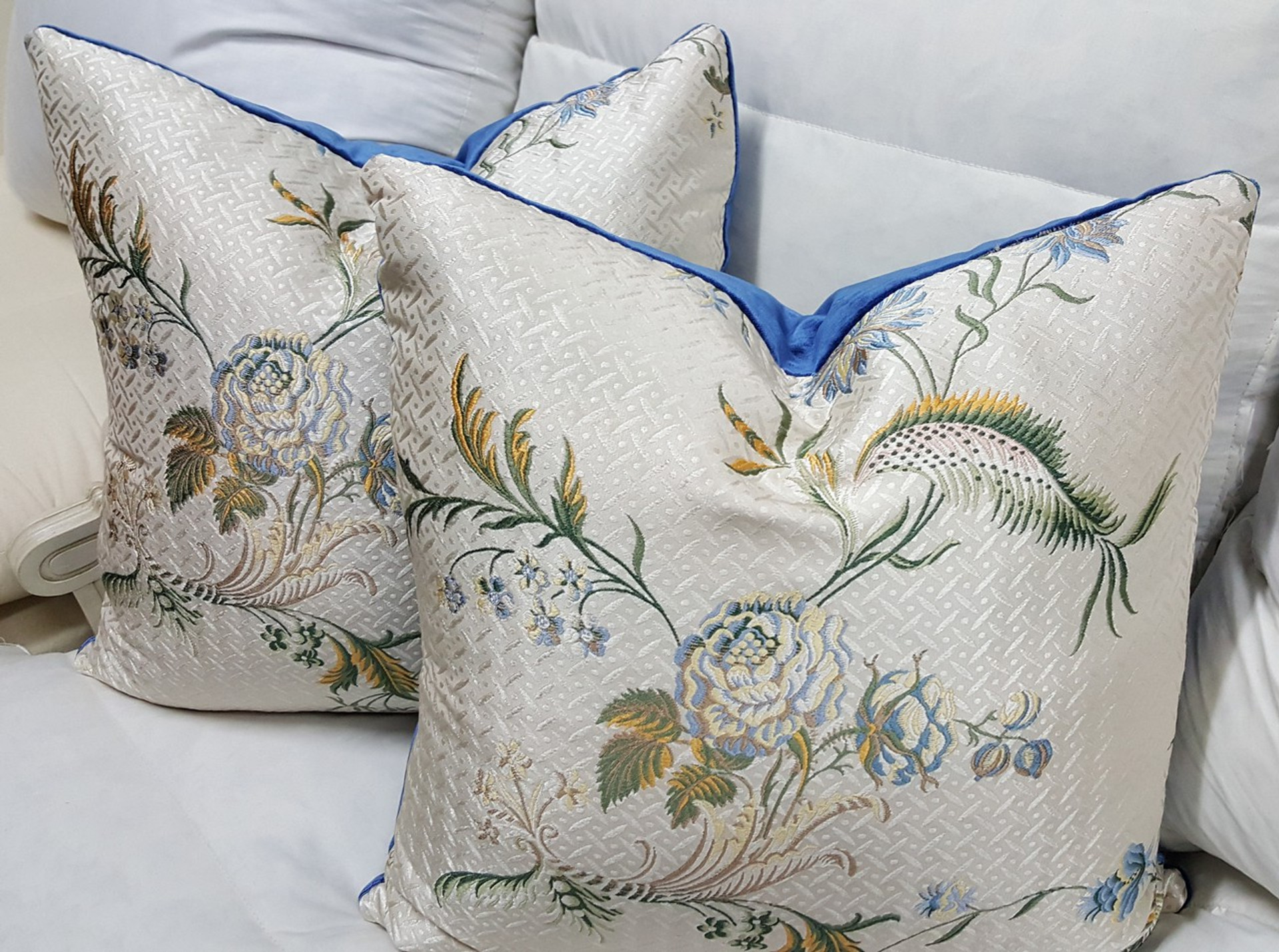 Silk Floral Throw Pillow, embroidered