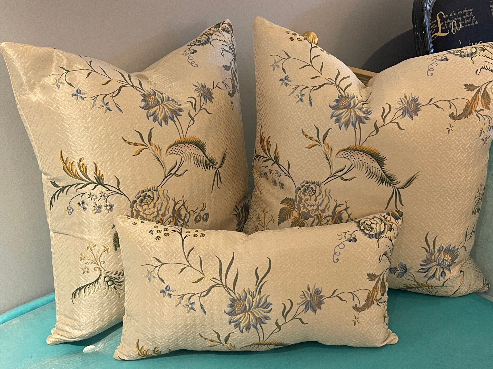 Silk Floral Lumbar Pillow, embroidered