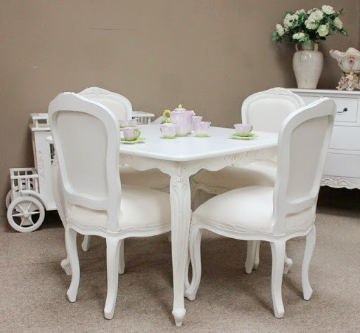 White Round Dining Table Set, French Style
