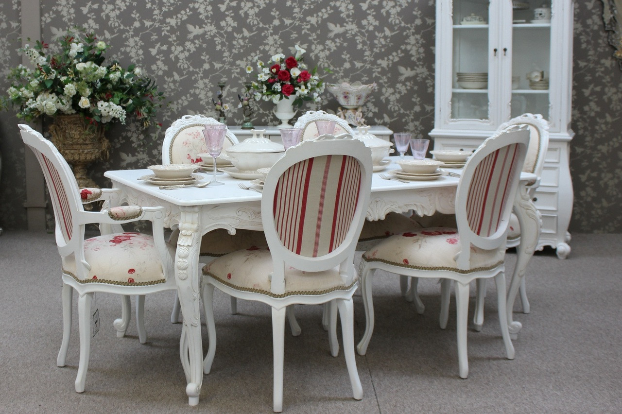 French Dining table set, French Provencial dining set white