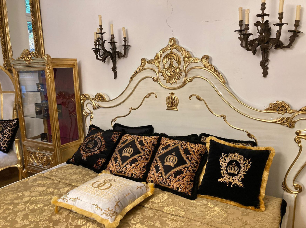 Baroque Bed White and Gold