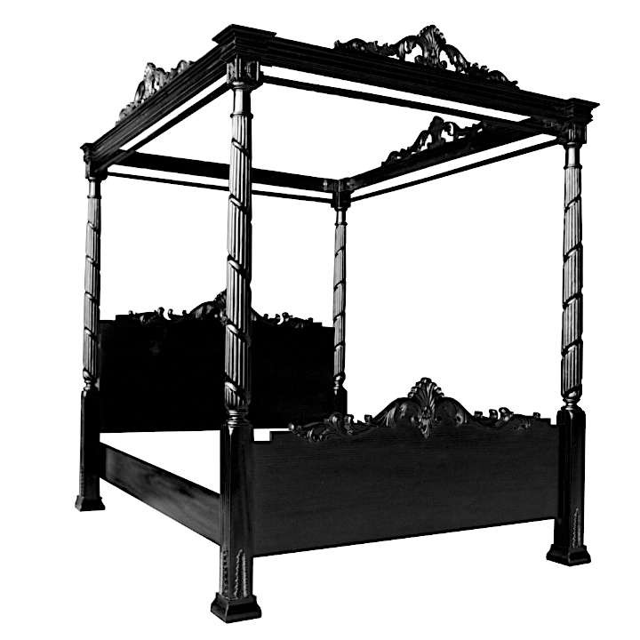 French Four Poster Canopy Bed, Dark Oak French Country Furniture USA