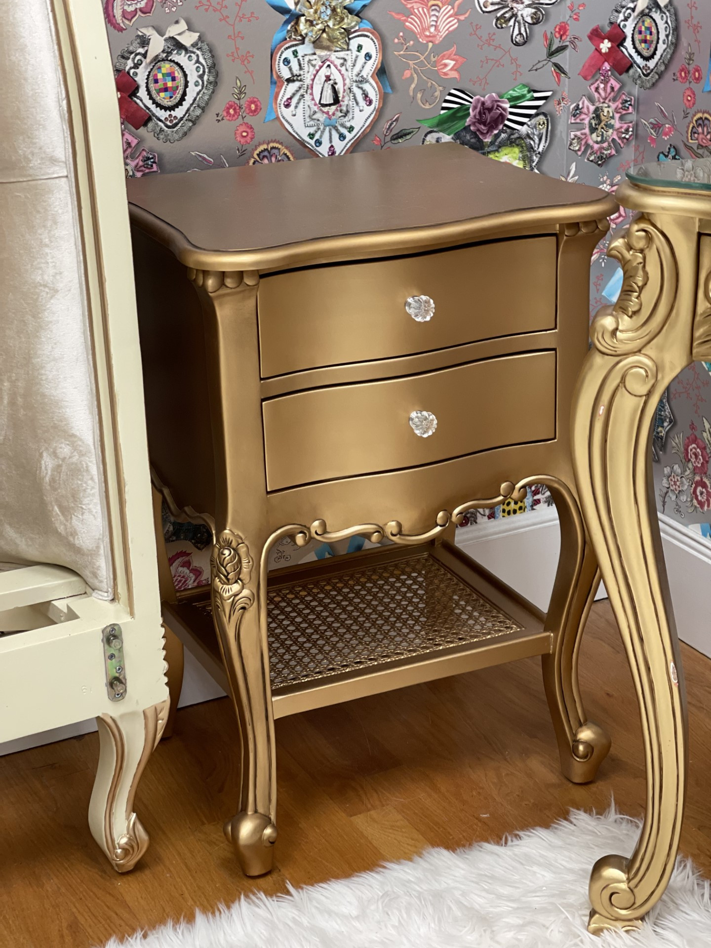 Gold Louis XVI Rattan Bedroom Set