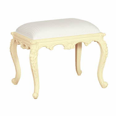 French Rattan Bench, Chateau Cream finish with a toil fabric