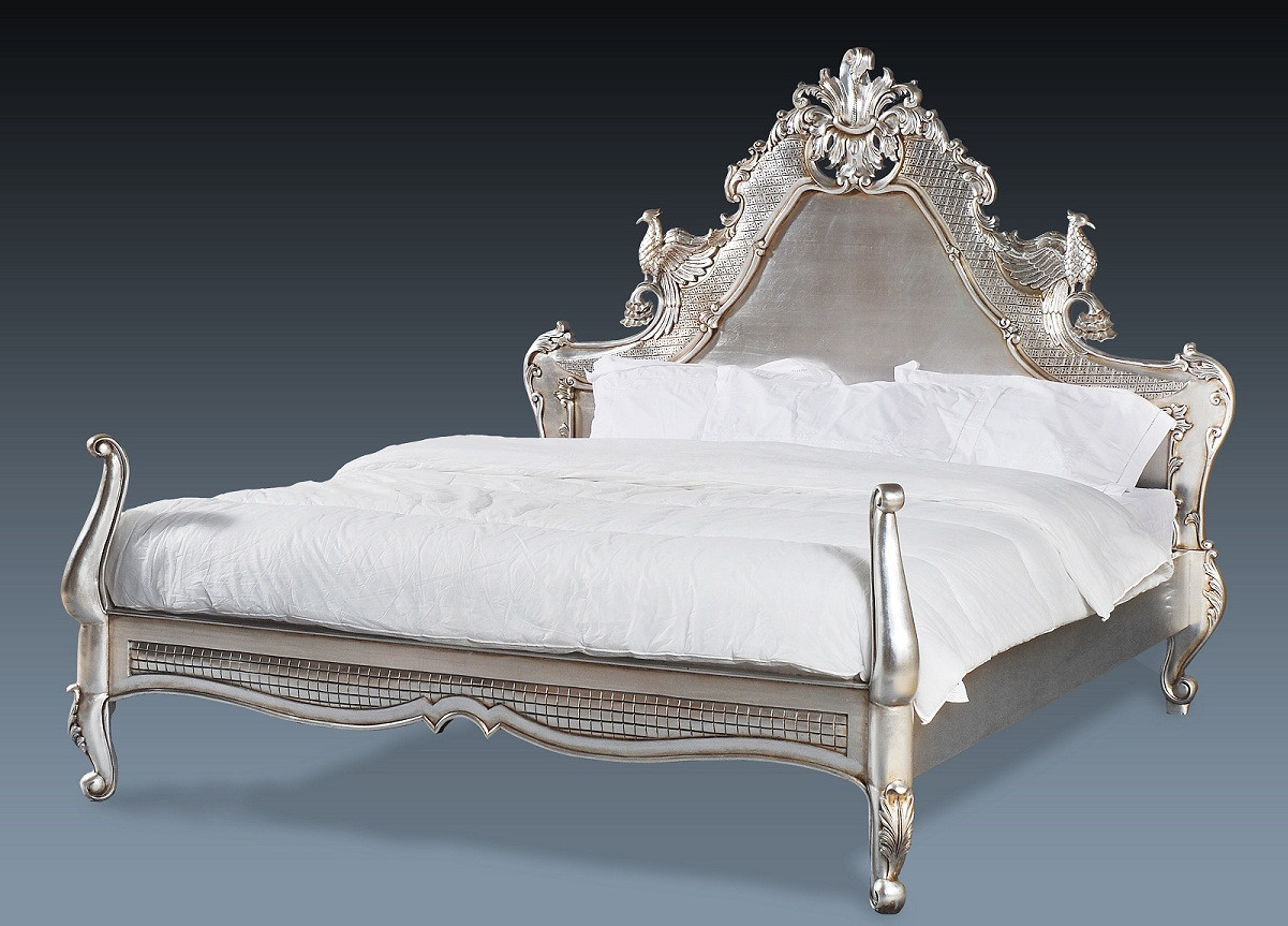 French Country Bed Upholstered.......Silver leaf - French Country ...