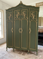 Dark Olive Green and Gold Armoire Wardrobe