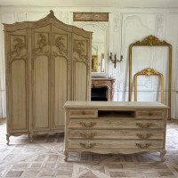 LOUIS XV FARMHOUSE ARMOIRE WARDROBE CHOCOLATE AND GOLD 