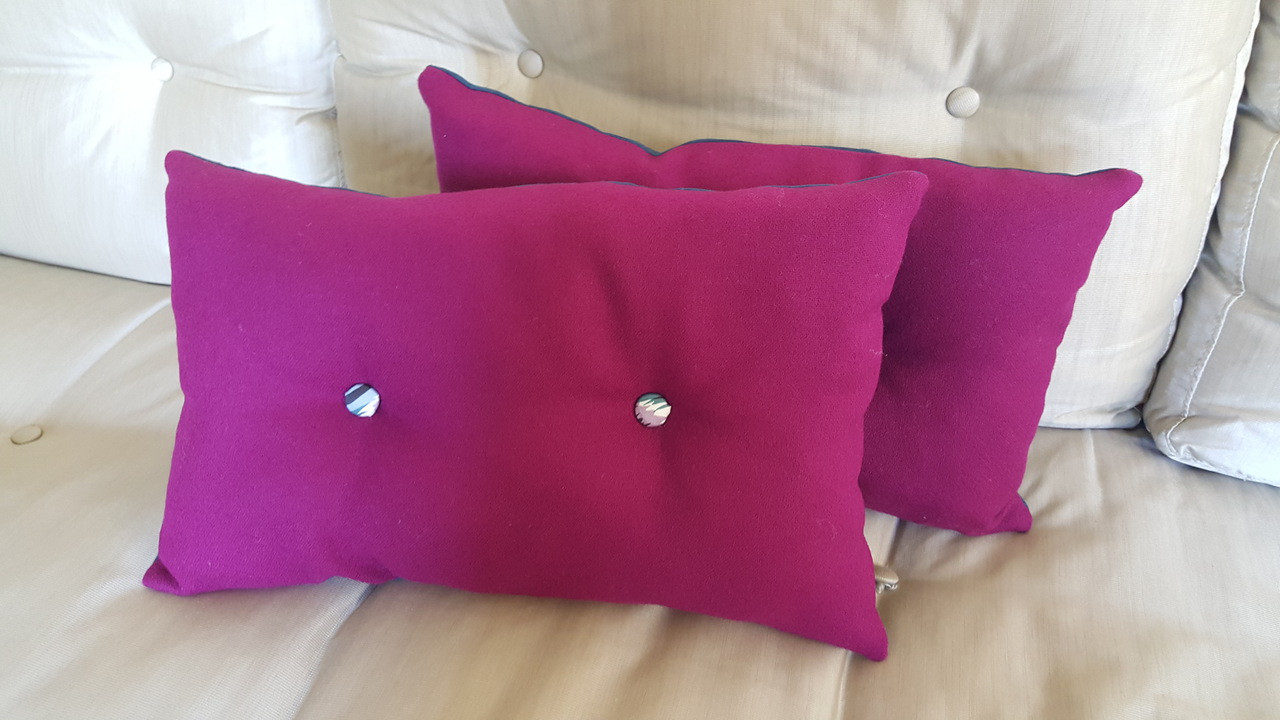 Pink Lumbar Throw Pillow with Missoni Button Detail