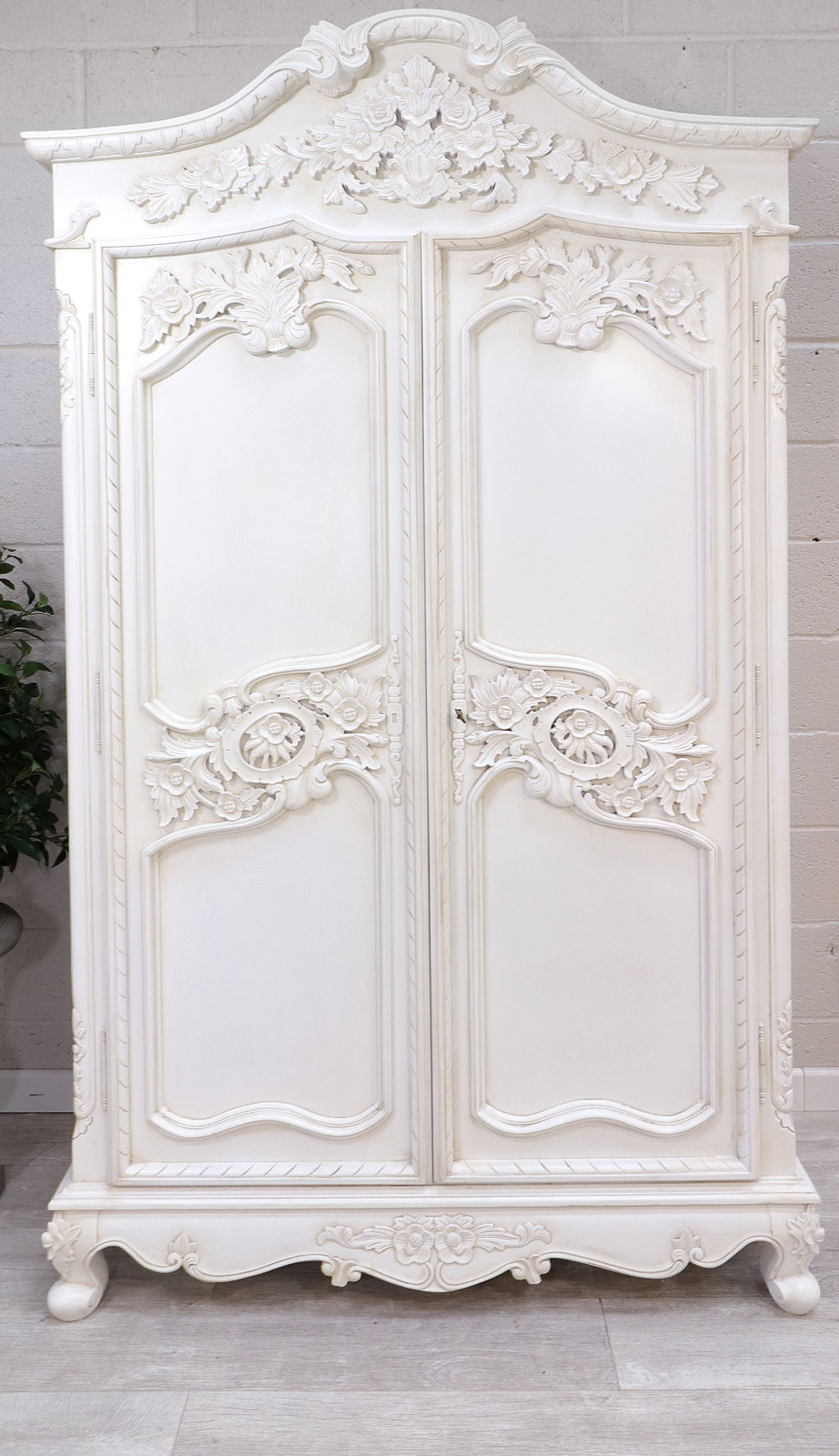 French Armoire, Distressed White Shabby Chic Furniture