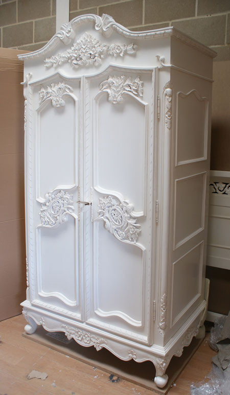 French Armoire, Distressed White Shabby Chic Furniture