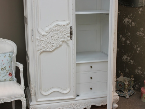 French Armoire, Distressed White Shabby Chic Furniture