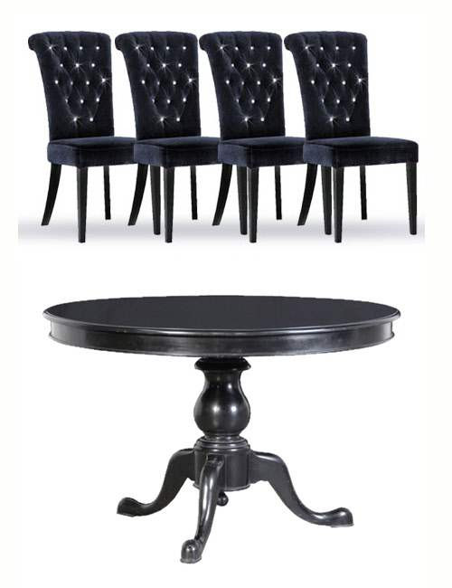 Black French Dining Table Set