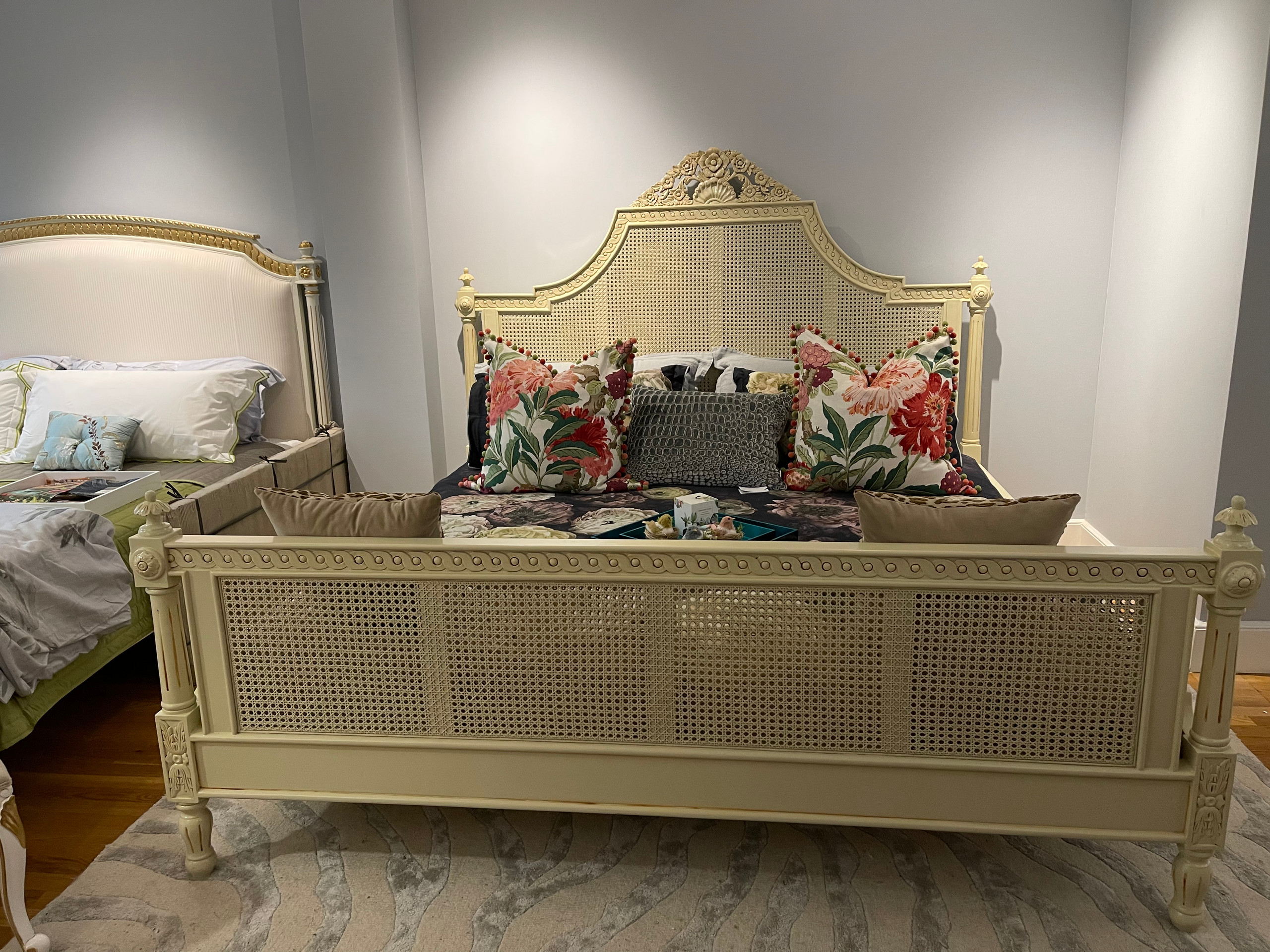 Gold Rattan Bed, Cottage style