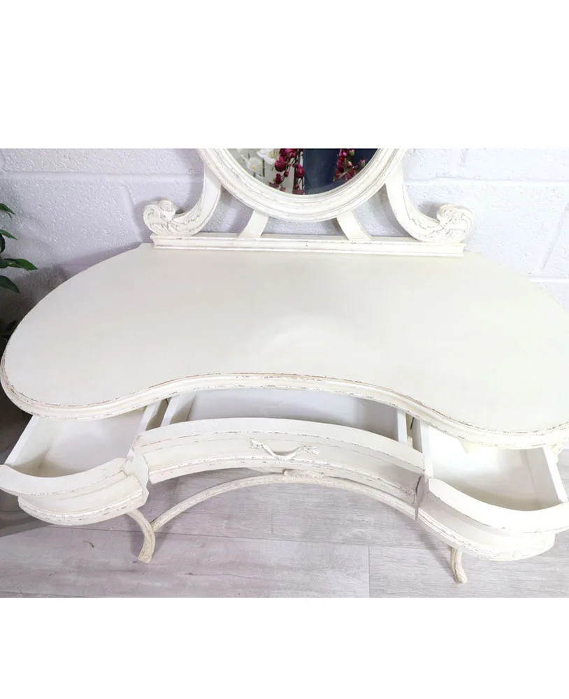 French Vanity table, Ivory Distressed Shabby Chic Style