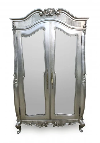 Luxury Chateau Silver Carved French Bed, Silver Leaf