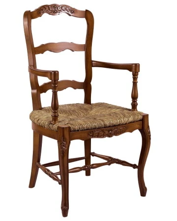 French Ladderback Armchair 
Height: 41″ x Width: 23″ x Depth: 22″
COM: 1.5 yards
Finish Shown: Chateau Walnut
(Available in any LJS finish)