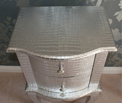 French Side Table, 2 drawer Silver Crock