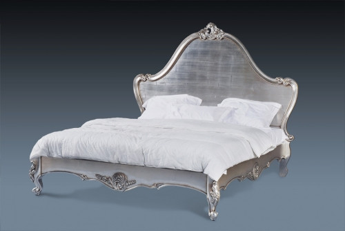French Bed, Silver softly carved 