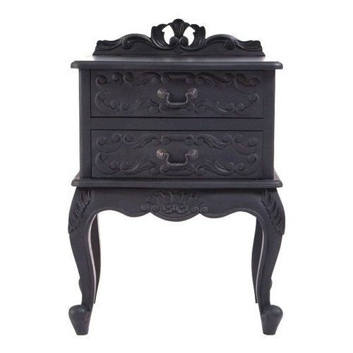 Rococo Carved Bed Set, Black