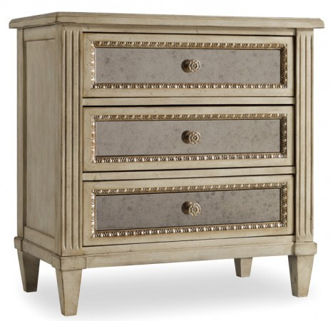 Mirrored Antique Night Table, Traditional 3 Drawer French Stule