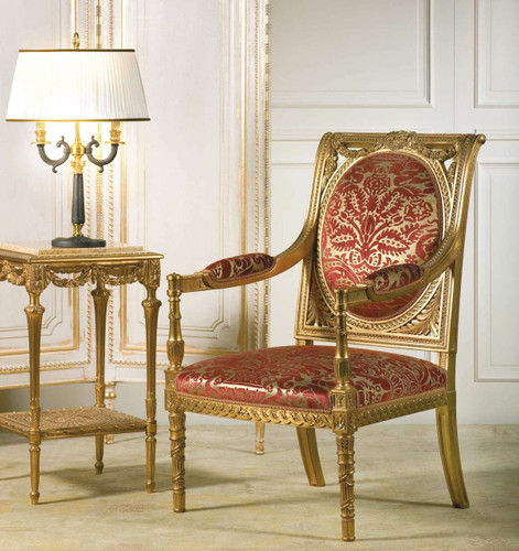 (C) Louis XVI Square Side Table, Gold Leaf