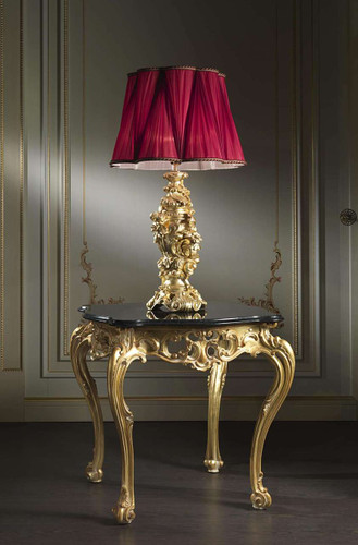 (A) Baroque carved lamp, Gold Leaf finish
