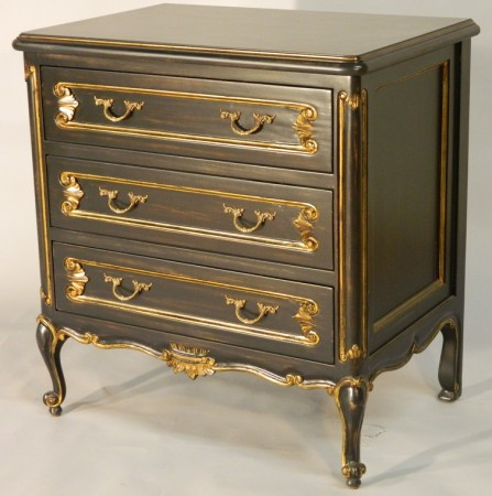 Louis XV Side Table, Worn Black with gold accents