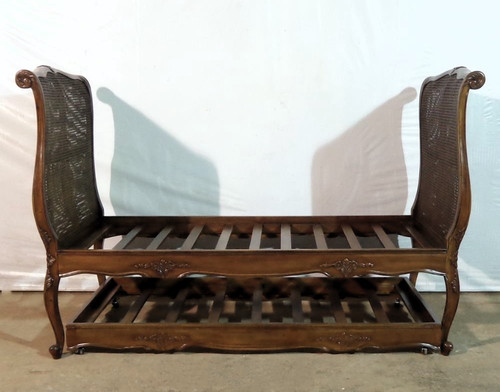 LOUIS XV RATTAN DAYBED WITH TRUNDLE