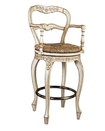 French Ladderback bar-height swivel stool with arms