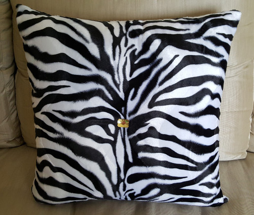 Zebra Print Bling Throw Pillow, Black And White