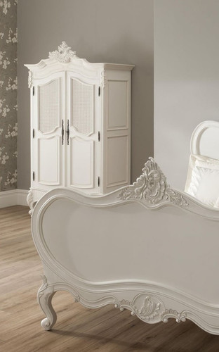 French Chateau Rattan Armoire Wardrobe