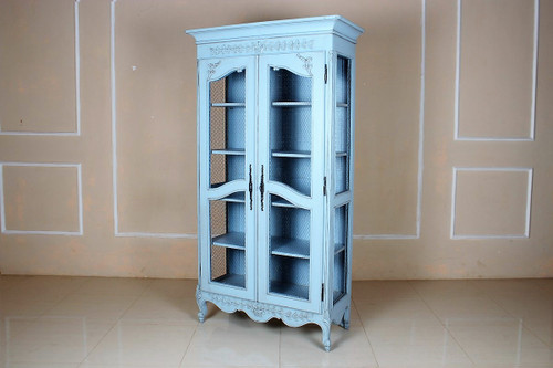 French Chateau  Armoire Wardrobe,  Distressed Blue