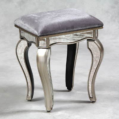 Antiqued Venetian Mirrored Stool