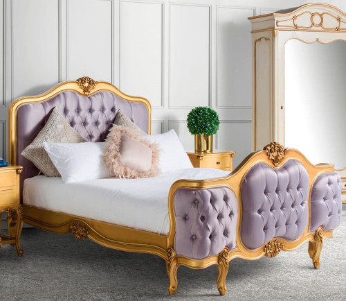 Wing Bed Tufted Versailles, Rose Gold