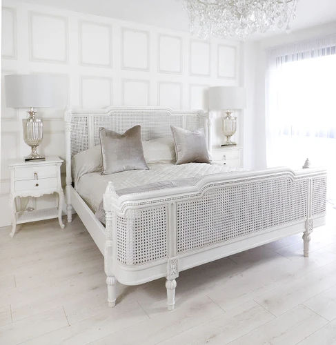 French Chateau Rattan Bedroom Set, Chateau White