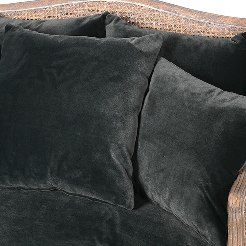 French Royal Grand Rattan Chaise, Black Velvet