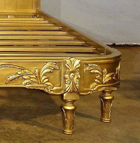 Versailles Rattan Bed, Antique Gold Leaf
