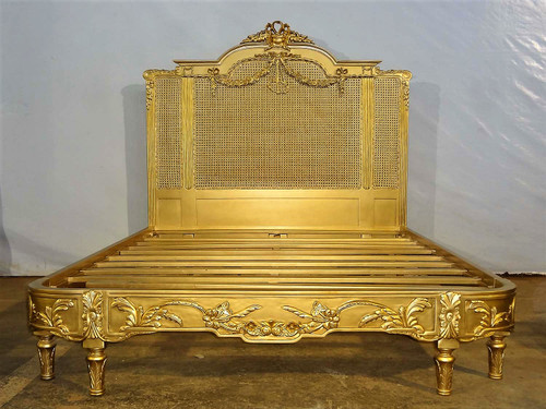 Versailles Rattan Bed, Antique Gold Leaf