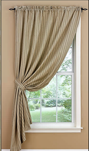 Ticking Curtains Ivory And Charcoal