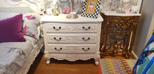 Rococo 3 Drawer Chest,  Teal And Champagne Gold