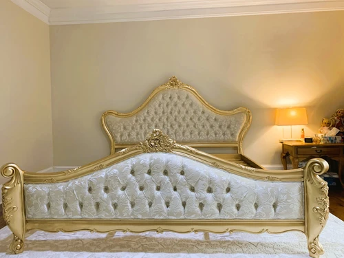 French Gold Leaf Tufted Bed