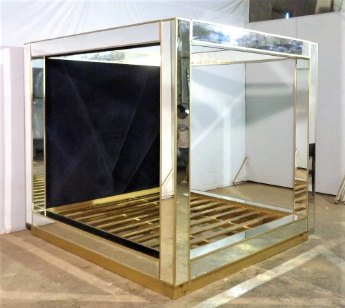 Canopy Bed with gold wood trim
